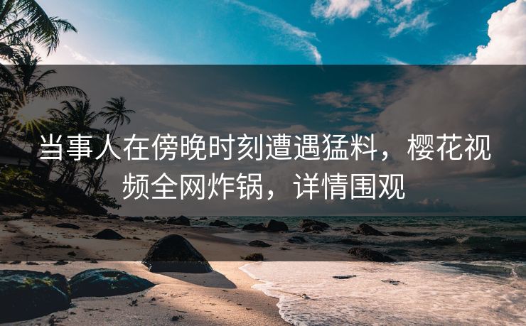 当事人在傍晚时刻遭遇猛料，樱花视频全网炸锅，详情围观
