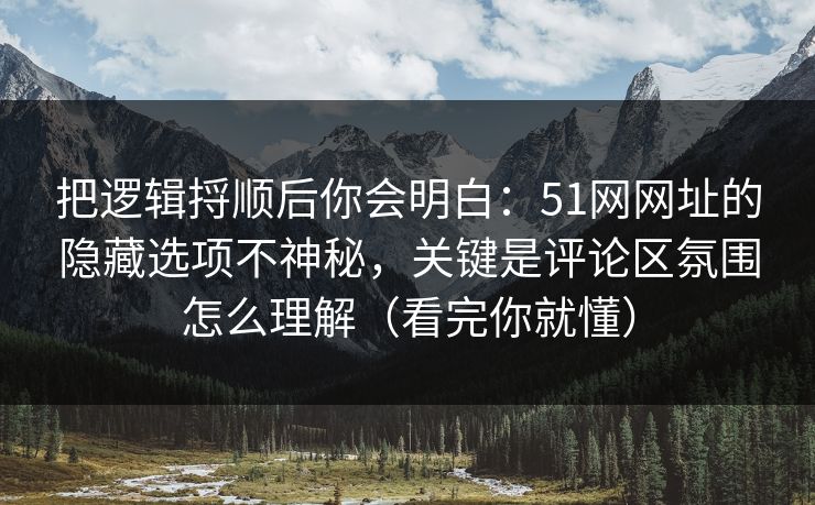 把逻辑捋顺后你会明白:51网网址的隐藏选项不神秘,关键是评论区氛围怎么理解(看完你就懂) 把逻辑捋顺后你会明白:51网网址的隐藏选项不神秘,关键是评论区氛围怎么理解(看完你就懂)