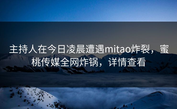 主持人在今日凌晨遭遇mitao炸裂，蜜桃传媒全网炸锅，详情查看