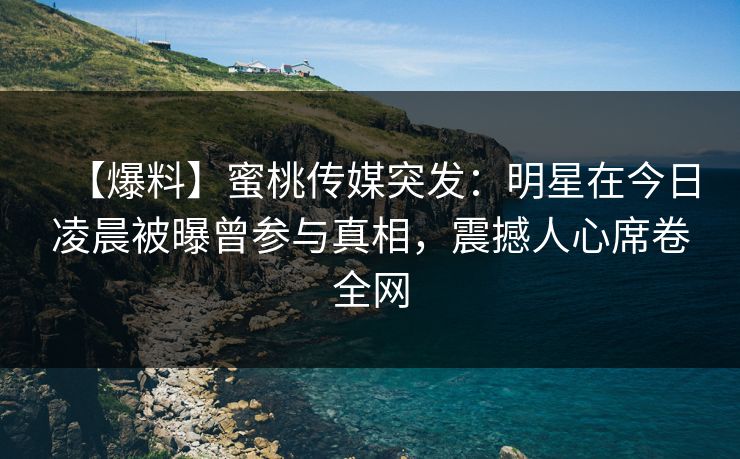 【爆料】蜜桃传媒突发：明星在今日凌晨被曝曾参与真相，震撼人心席卷全网