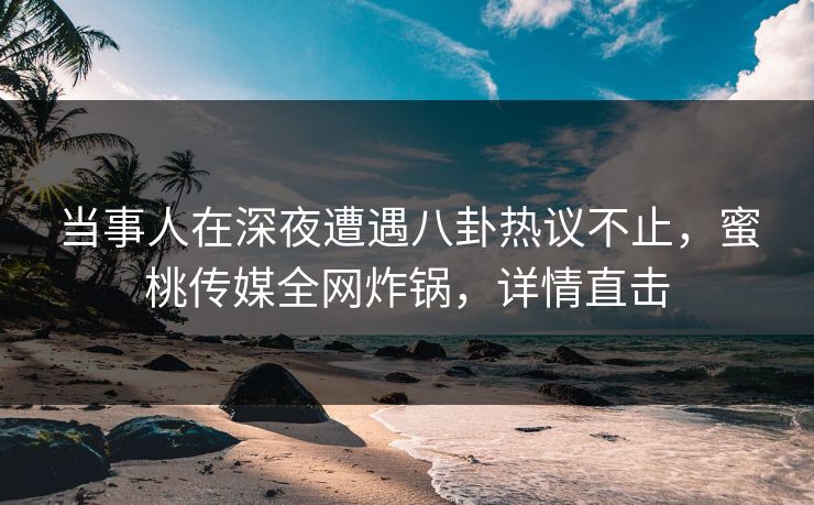 当事人在深夜遭遇八卦热议不止，蜜桃传媒全网炸锅，详情直击